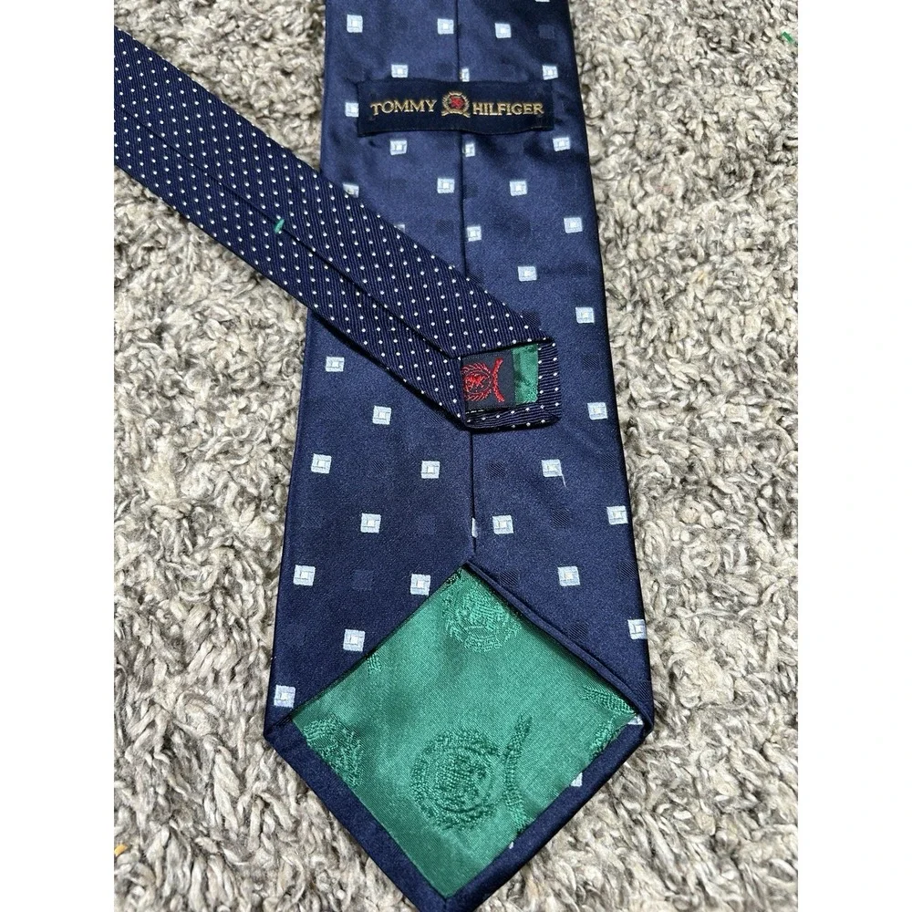 Tommy Hilfiger Mens Tie Necktie‎ One Size Blue Dot Print Silk